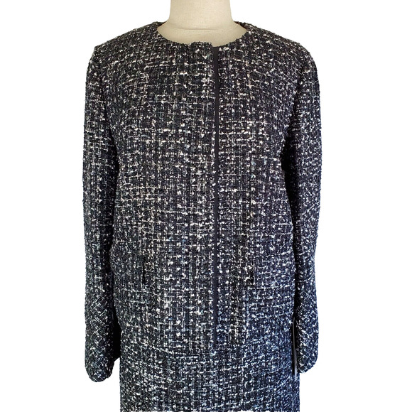 Emerson Rose Blazer Skirt Set Womens Medium Black Parisian Tweed Speckled Zipper - Picture 2 of 16